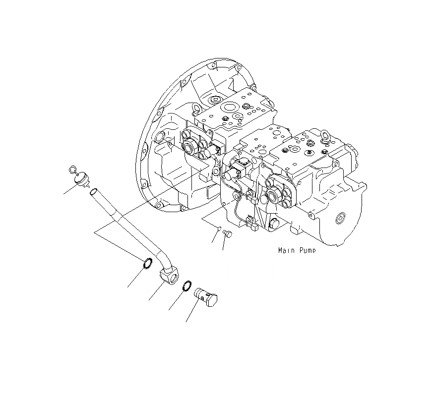 Схема запчастей Komatsu PC400LCSE-8R - ОСНОВН. НАСОС (СОЕДИНИТЕЛЬН. ЧАСТИ) H