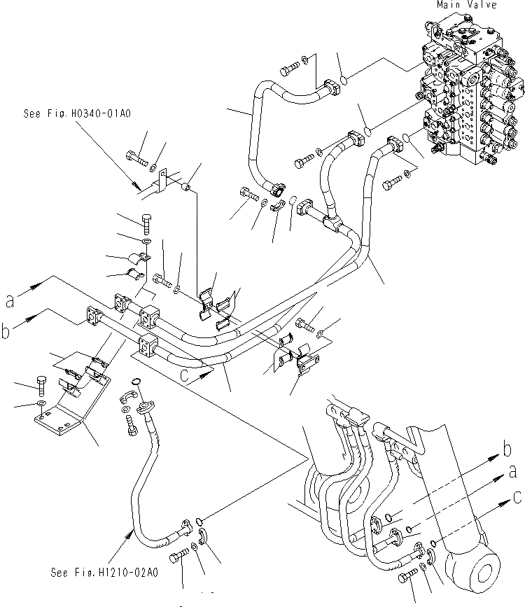 Схема запчастей Komatsu PC400LCSE-8R - ГИДРОЛИНИЯ СТРЕЛЫ (/) H