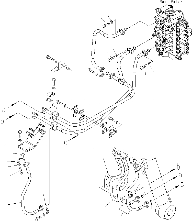 Схема запчастей Komatsu PC400LCSE-8R - ГИДРОЛИНИЯ СТРЕЛЫ (/) H