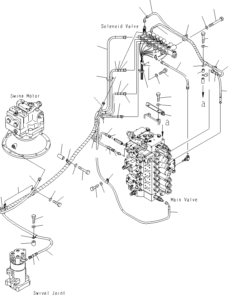 Схема запчастей Komatsu PC400LCSE-8R - СОЛЕНОИДНЫЙ КЛАПАН (ПАТРУБКИ И КОРПУС) H