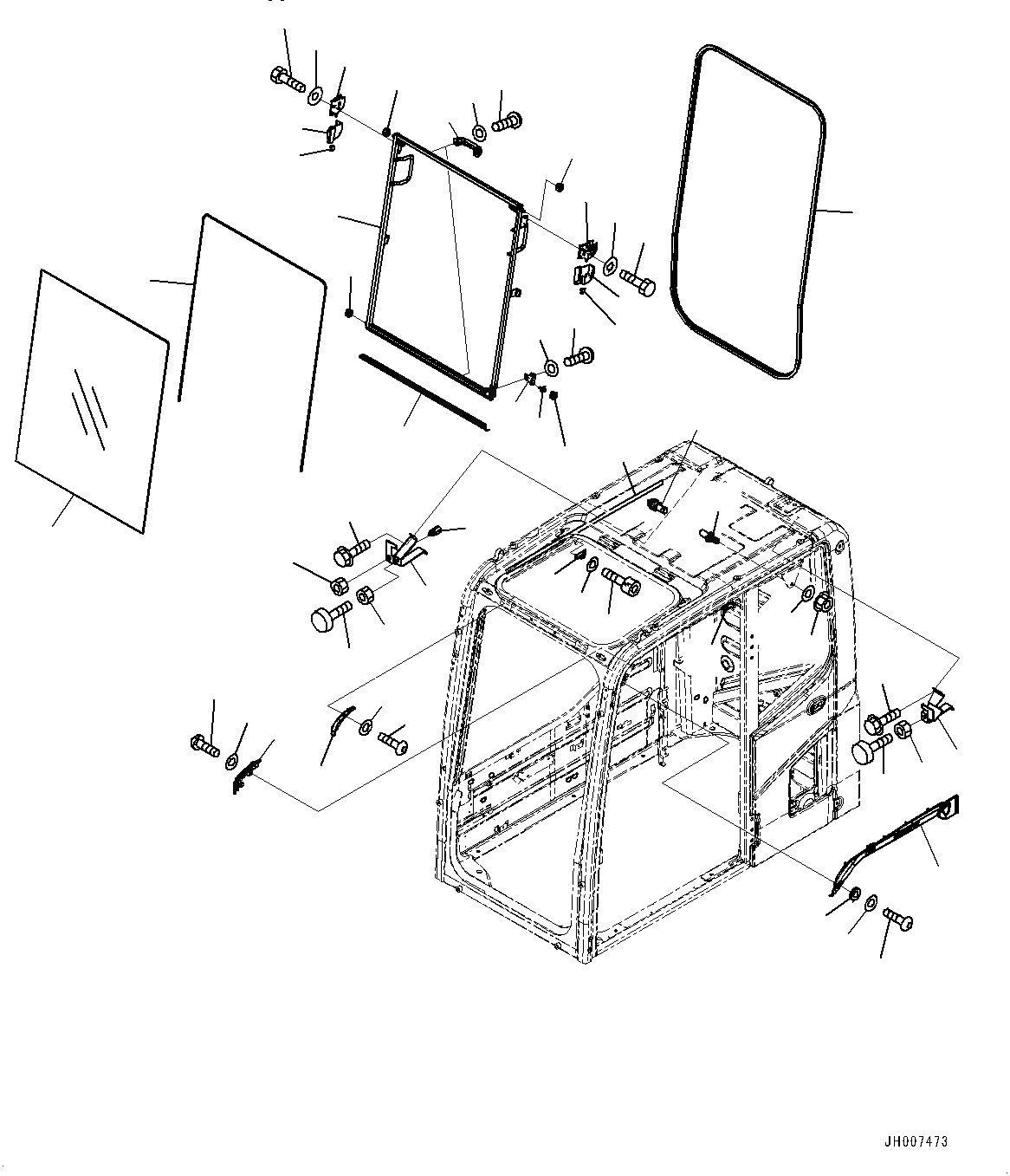 Схема запчастей Komatsu PC400LCSE-8R - КАБИНА (ПЕРЕДН. ОКНА) K