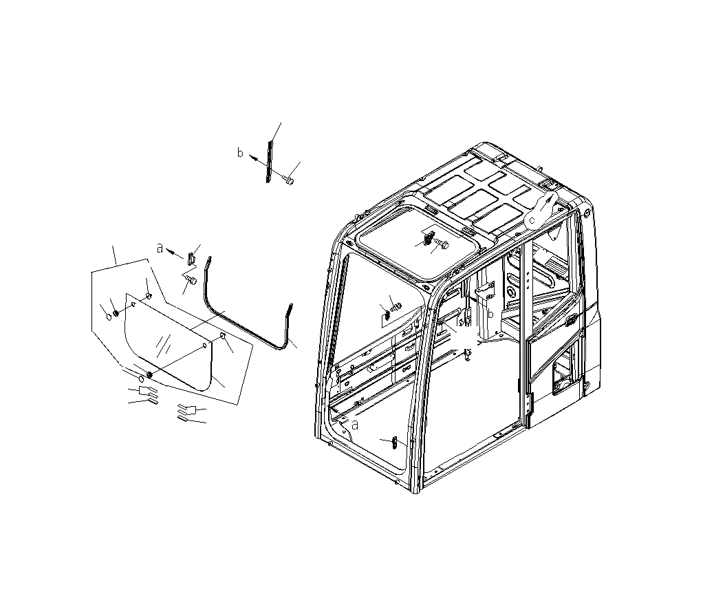 Схема запчастей Komatsu PC400LCSE-8R - КАБИНА (ПЕРЕДН. НИЖН. ОКНА) K