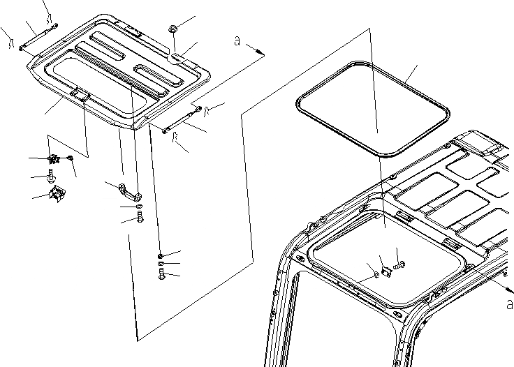 Схема запчастей Komatsu PC400LCSE-8R - КАБИНА (ОКНО В КРЫШЕ) (АНТИВАНДАЛЬН.) K