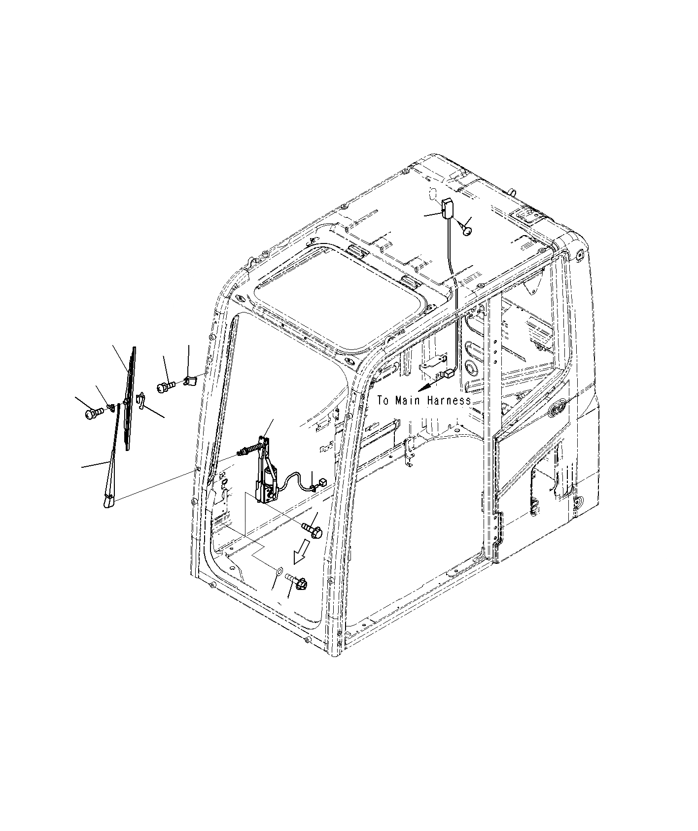 Схема запчастей Komatsu PC400LCSE-8R - КАБИНА (ДВОРНИКИ И ОСВЕЩЕНИЕ) (АНТИВАНДАЛЬН.) K