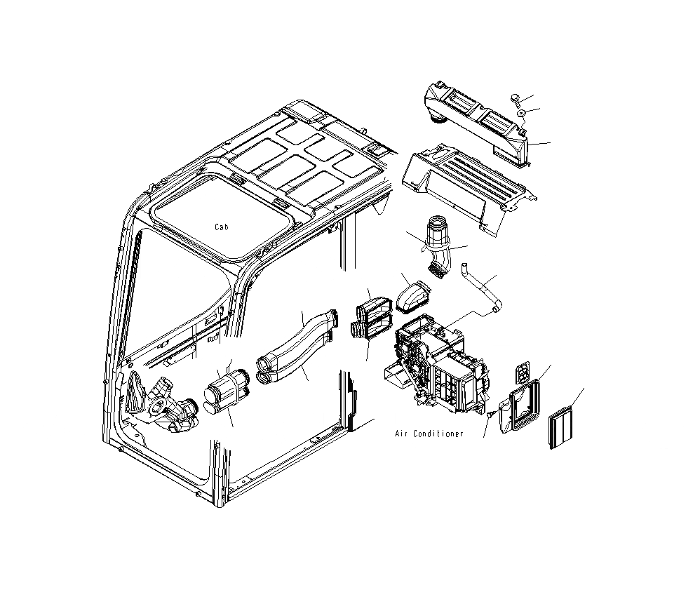 Схема запчастей Komatsu PC400LCSE-8R - КАБИНА (КАБИНА IN ЧАСТИ) (ВОЗДУХОВОД) (С КОНДИЦИОНЕРОМ) K