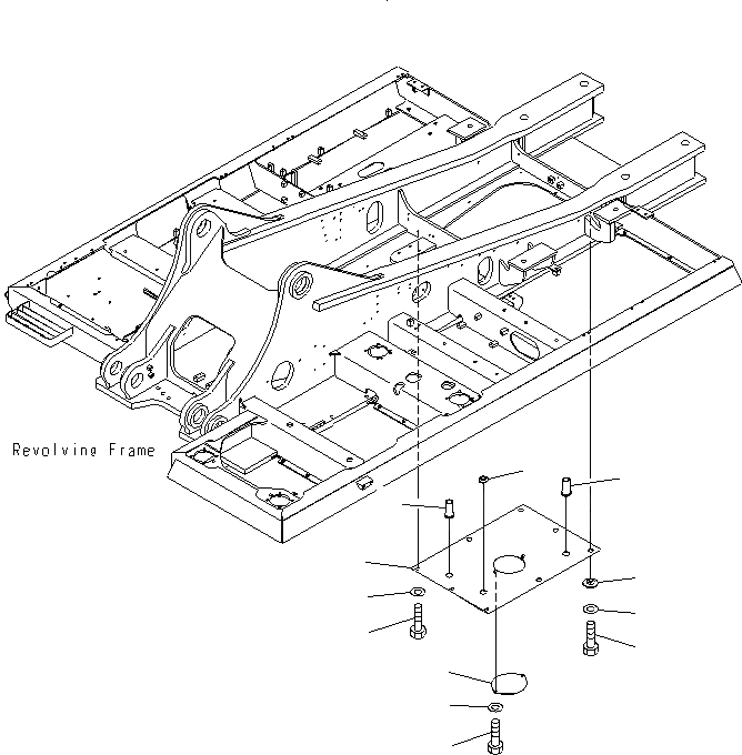 Схема запчастей Komatsu PC400LCSE-8R - НИЖН. КРЫШКА (ОСНОВНАЯ РАМА) (ЦЕНТР.) (УСИЛ.) (ДЛЯ ТОПЛИВН. REFILL НАСОС) M