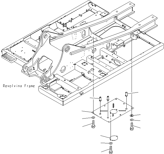 Схема запчастей Komatsu PC400LCSE-8R - НИЖН. КРЫШКА (ОСНОВНАЯ РАМА) (ЦЕНТР.) M