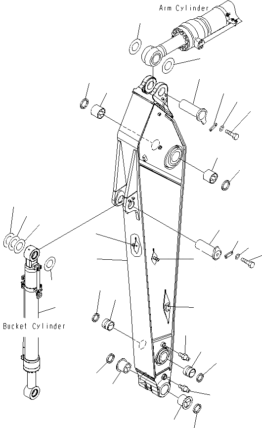 Схема запчастей Komatsu PC400LCSE-8R - РУКОЯТЬ (.M РУКОЯТЬ) ( ЧАС. СИСТ. СМАЗКИ ТИП) (С ДОПОЛН. ГИДРОЛИНИЕЙ) T