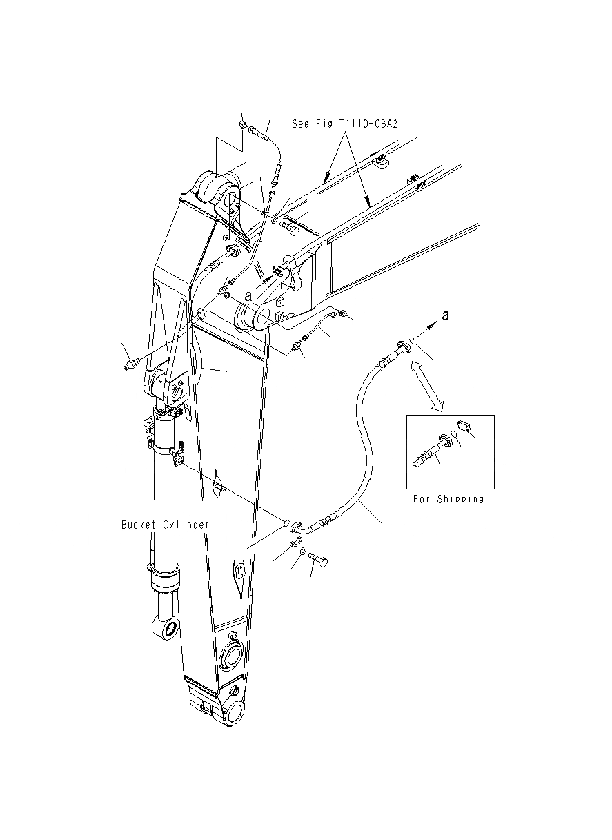 Схема запчастей Komatsu PC400LCSE-8R - РУКОЯТЬ (.M) (КОВШ CYL. ШЛАНГИ & LUB. ЛИНИЯ) (ДЛЯ ДОПОЛНИТ. ТРУБЫ) T
