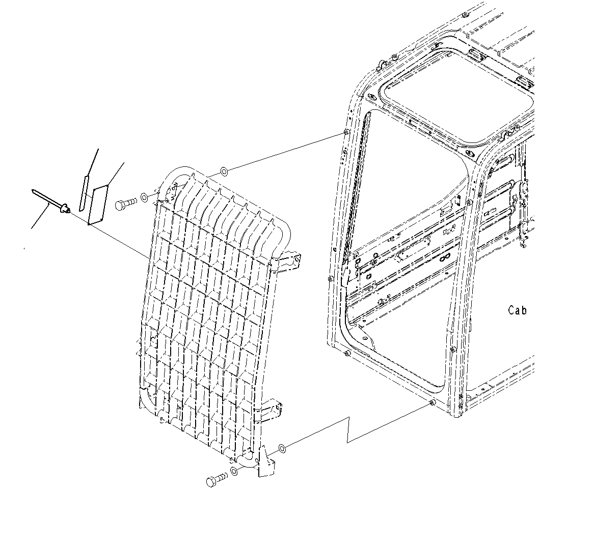 Схема запчастей Komatsu PC400LCSE-8R - ПРЕДУПРЕЖДАЮЩ. МАРКИРОВКАS,КАБИНА ПЕРЕДН. ПОЛН. ЗАЩИТА УРОВЕНЬ U
