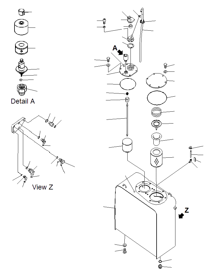 Схема запчастей Komatsu PC200-8M0 - ГИДР. БАК.(-АКТУАТОР) H