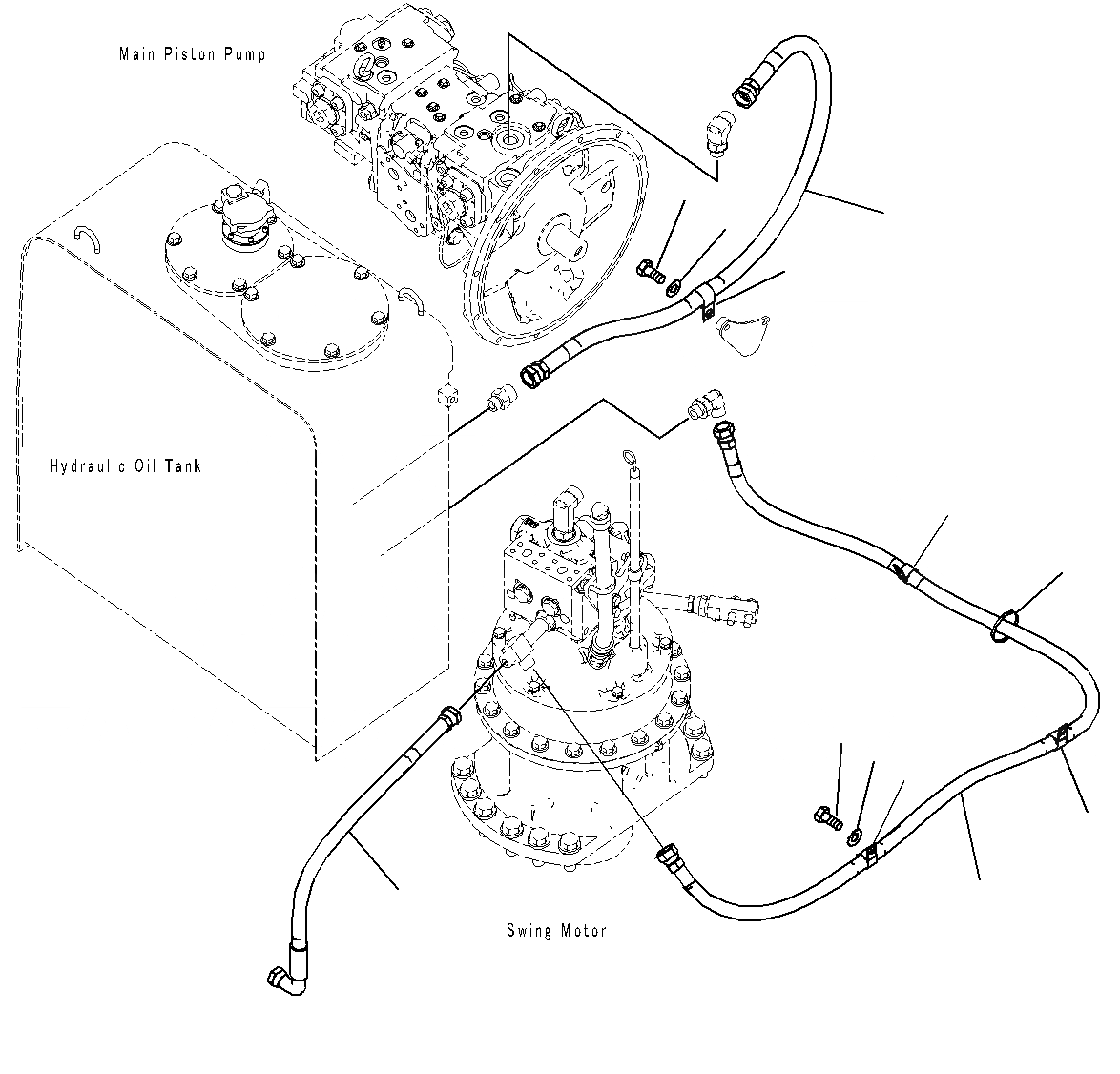 Схема запчастей Komatsu PC200-8M0 - ДРЕНАЖН. ТРУБЫ H