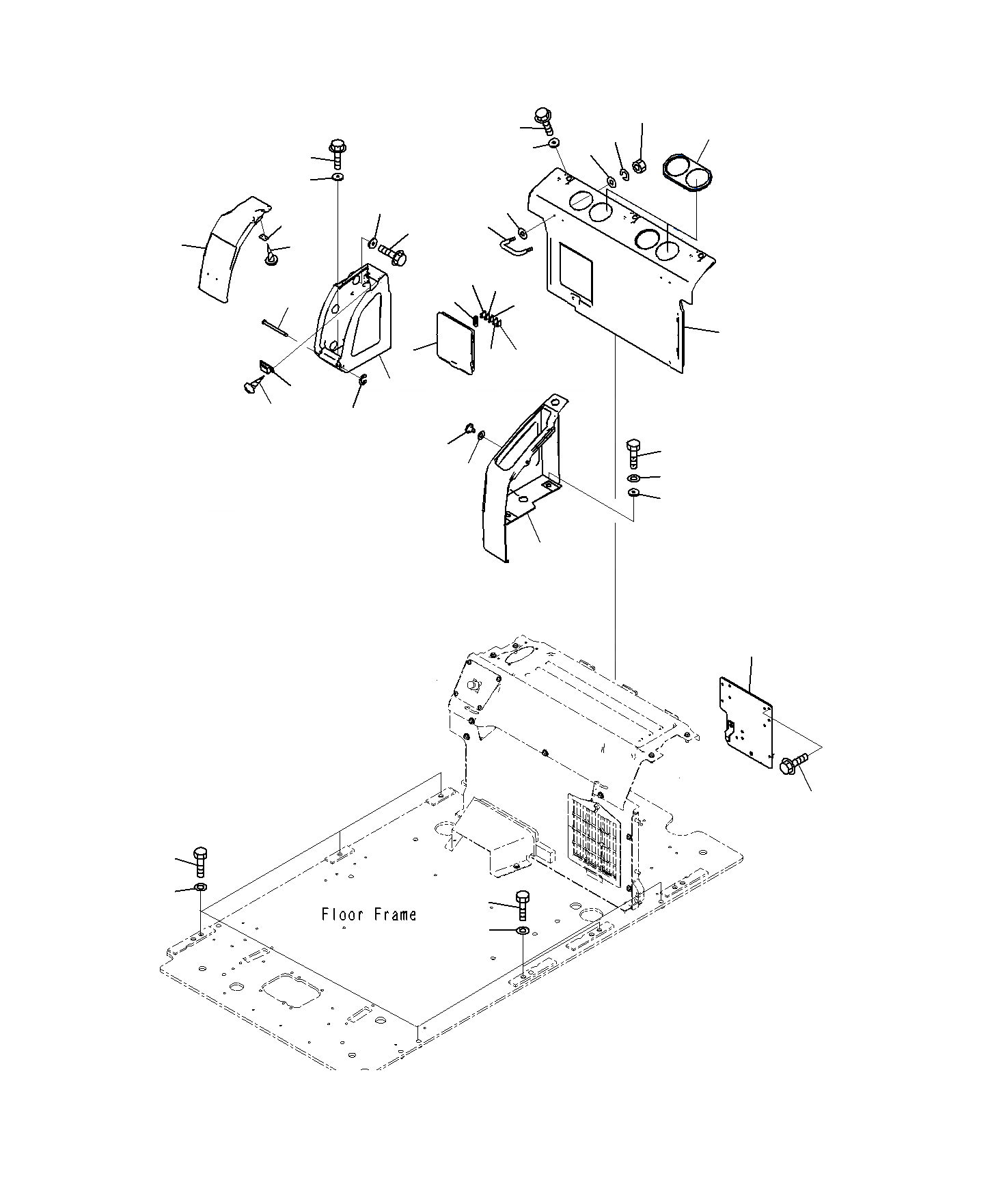 Схема запчастей Komatsu PC200-8M0 - КАБИНА(ЗАДН. КРЫШКА)(БЕЗ КОНДИЦИОНЕРА) K