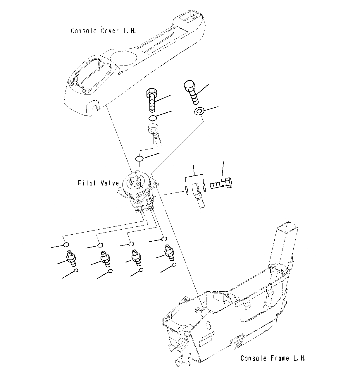 Схема запчастей Komatsu PC200-8M0 - КАБИНА(КЛАПАН PPCКРЕПЛЕНИЕ ДЛЯ РАБОЧ. ОБОРУД-Я)(L.H) K