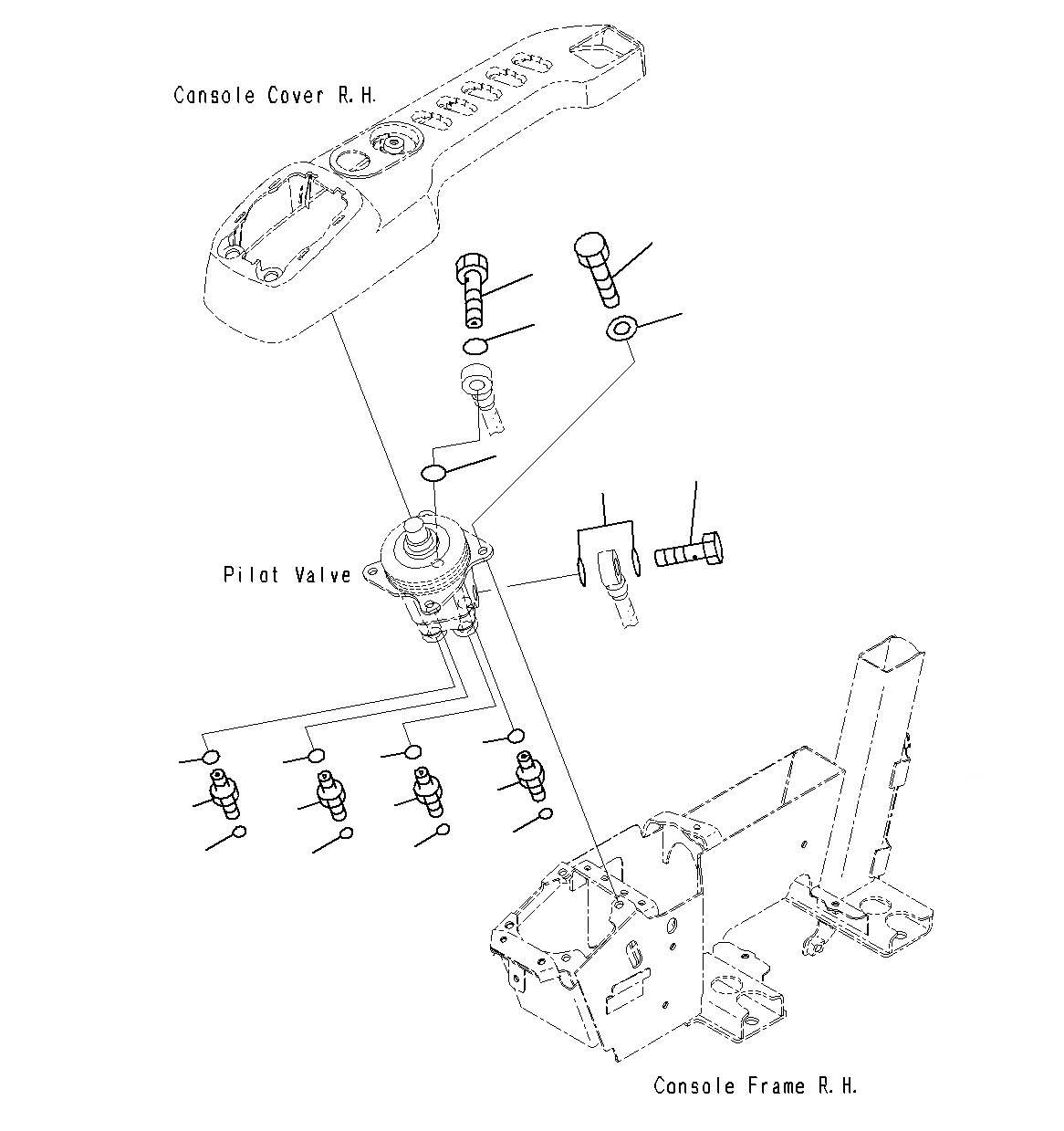 Схема запчастей Komatsu PC200-8M0 - КАБИНА(КЛАПАН PPCКРЕПЛЕНИЕ ДЛЯ РАБОЧ. ОБОРУД-Я)(R.H) K