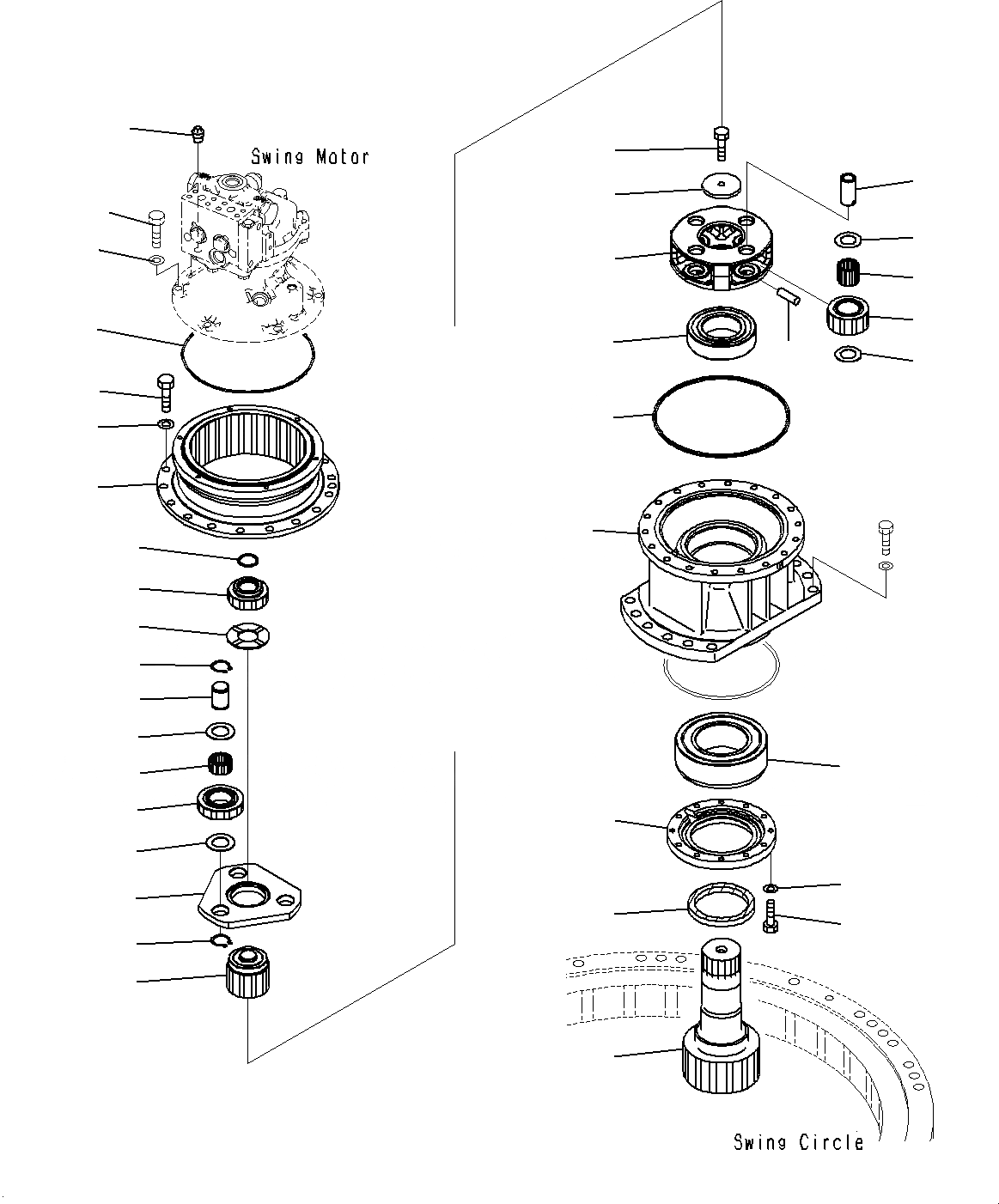 Схема запчастей Komatsu PC200-8M0 - МЕХАНИЗМ ПОВОРОТА (КРЕПЛЕНИЕ) N