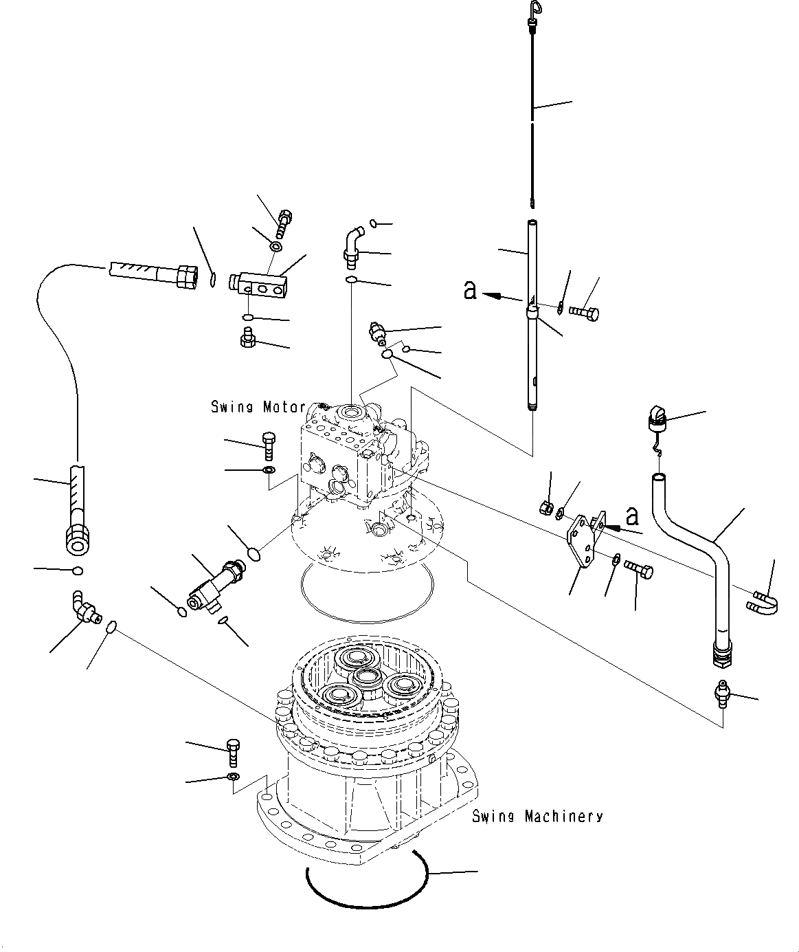 Схема запчастей Komatsu PC200-8M0 - МЕХАНИЗМ ПОВОРОТА (ДРЕНАЖН. ТРУБЫ) N