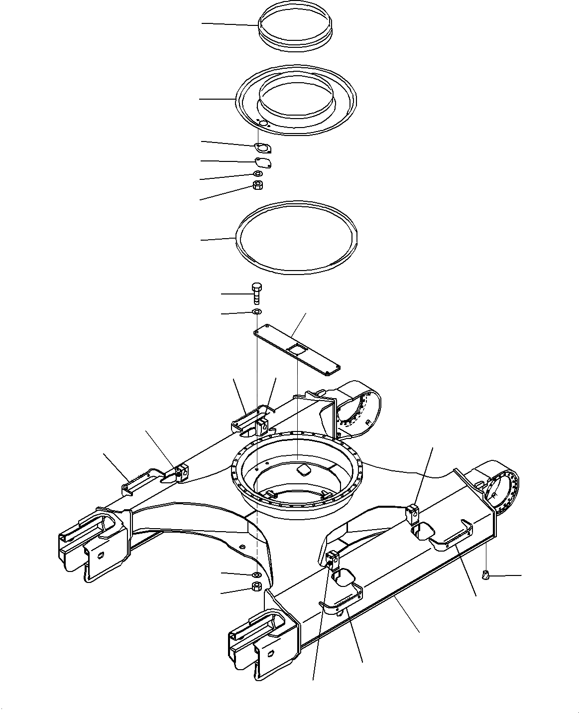 Схема запчастей Komatsu PC200-8M0 - ГУСЕНИЧНАЯ РАМА (С КРЫШКОЙ) R