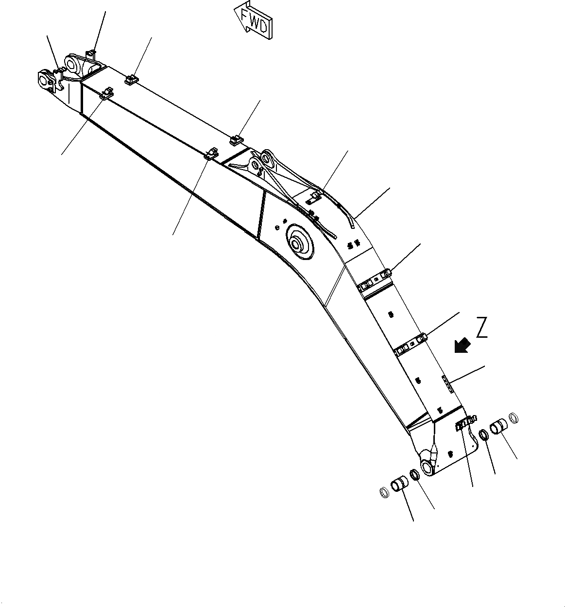 Схема запчастей Komatsu PC200-8M0 - СТРЕЛА (СТРЕЛА И ВТУЛКА)(100 ЧАСОВ) T
