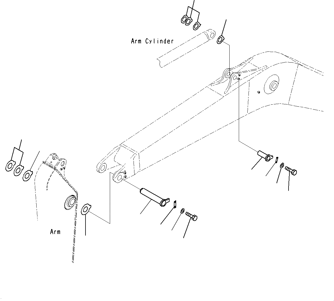 Схема запчастей Komatsu PC200-8M0 - СТРЕЛА (ВЕРХН. ПАЛЕЦ И НИЖН. ПАЛЕЦ) T