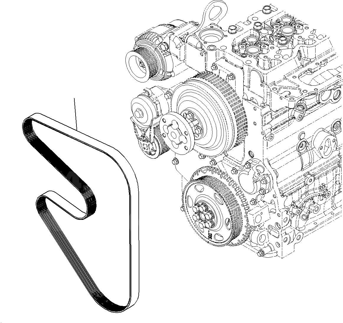 Схема запчастей Komatsu PC160LC-8 - ПРИВОД ВОДЯН. ПОМПЫ РЕМЕНЬ A