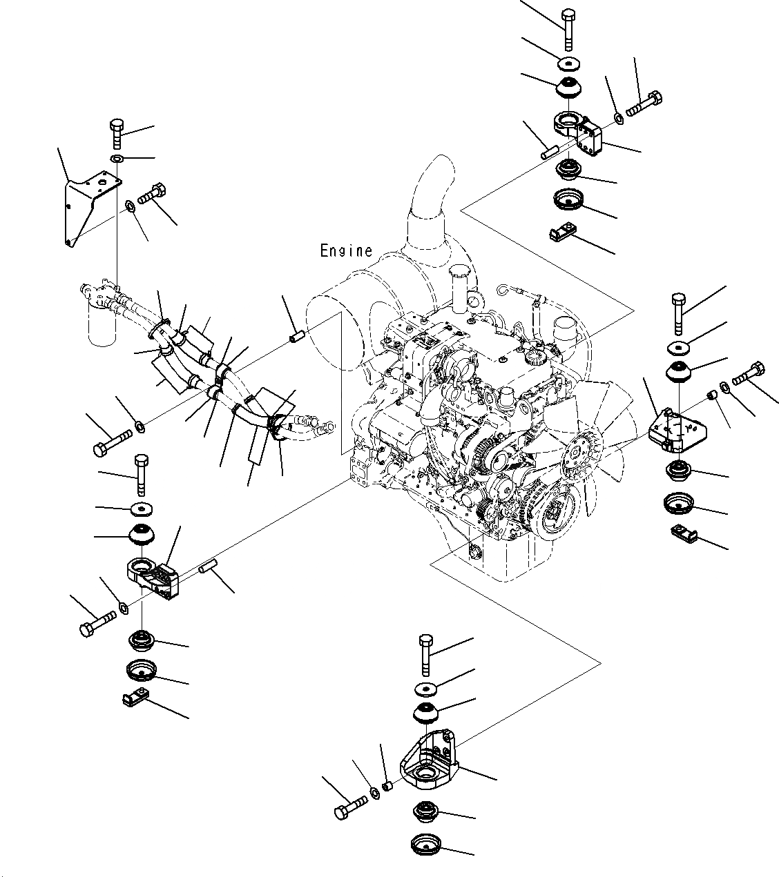 Схема запчастей Komatsu PC160LC-8 - КРЕПЛЕНИЕ ДВИГАТЕЛЯ B