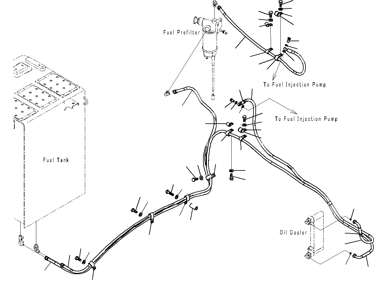 Схема запчастей Komatsu PC160LC-8 - ТОПЛИВН. ПОДАЮЩ. ТРУБЫ (ТОПЛИВОПРОВОД.) D