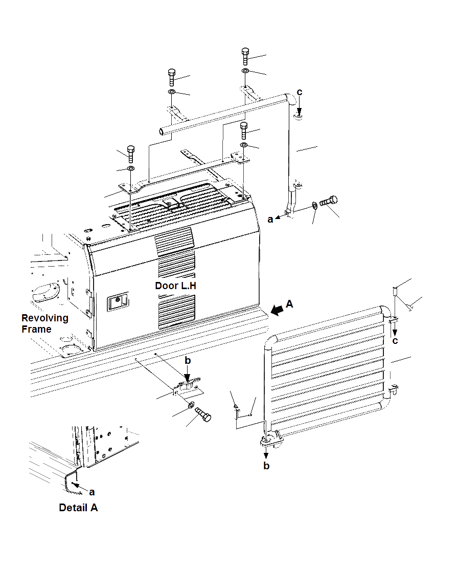 Схема запчастей Komatsu PC160LC-8 - ДВЕРЬ ЧАСТИ КОРПУСА, L.H M