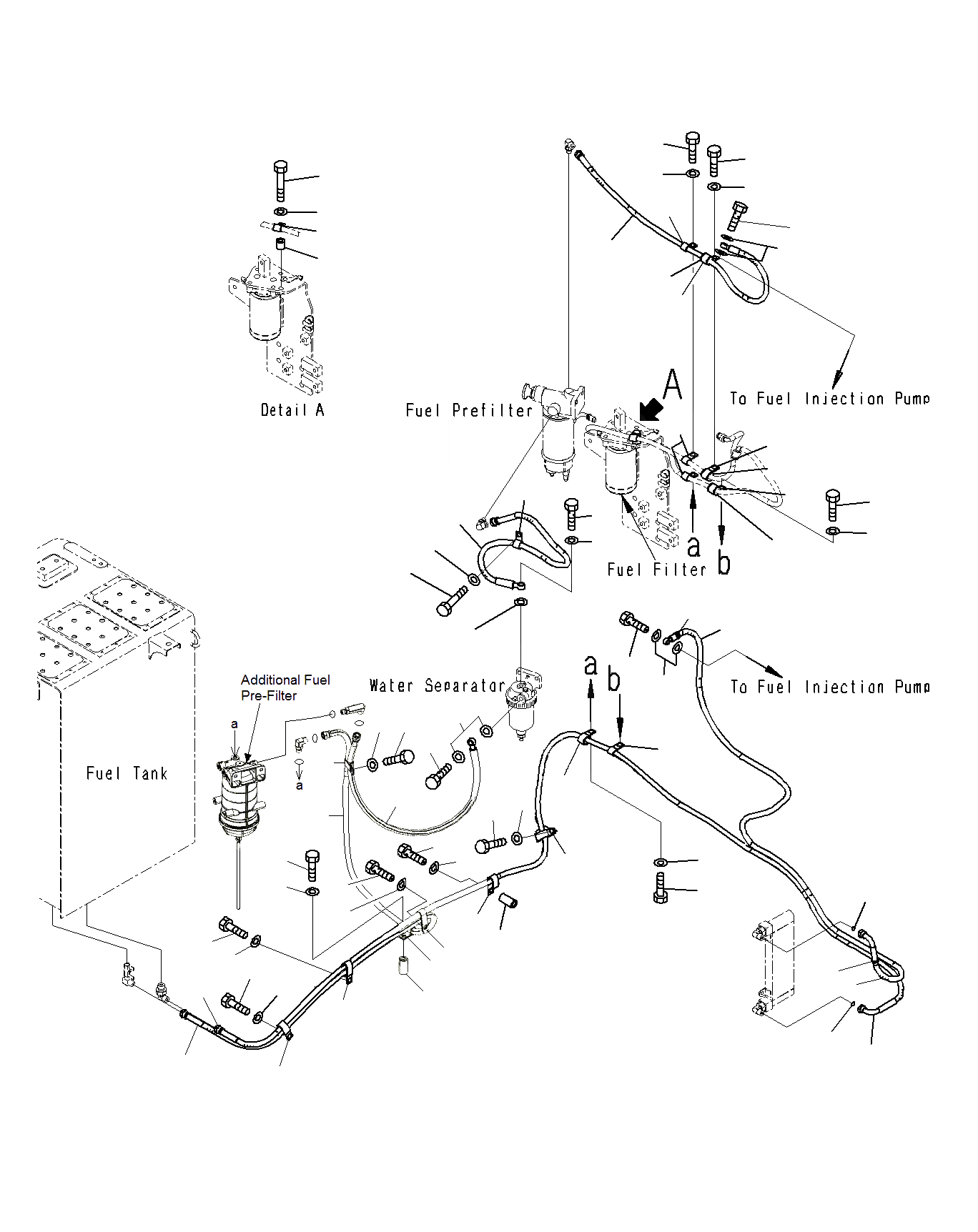 Схема запчастей Komatsu PC195LC-8 - ТОПЛИВН. ПОДАЮЩ. ТРУБЫ, ТОПЛИВН. ЛИНИЯ D