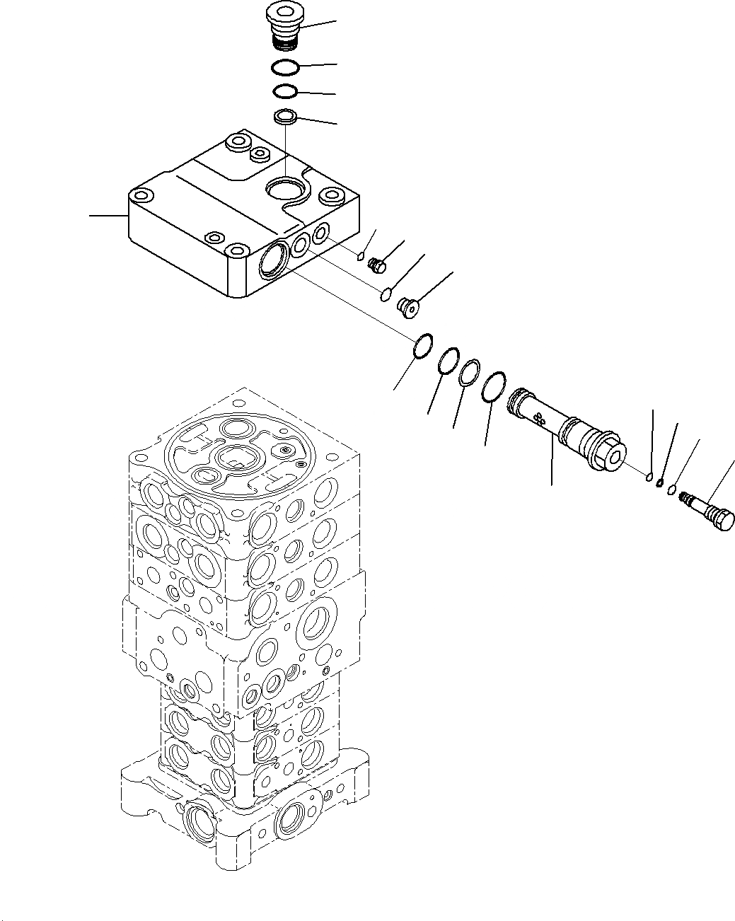 Схема запчастей Komatsu PC195LC-8 - УПРАВЛЯЮЩ. КЛАПАН ( СЕКЦ.)(ВНУТР. ЧАСТИ)(/) H
