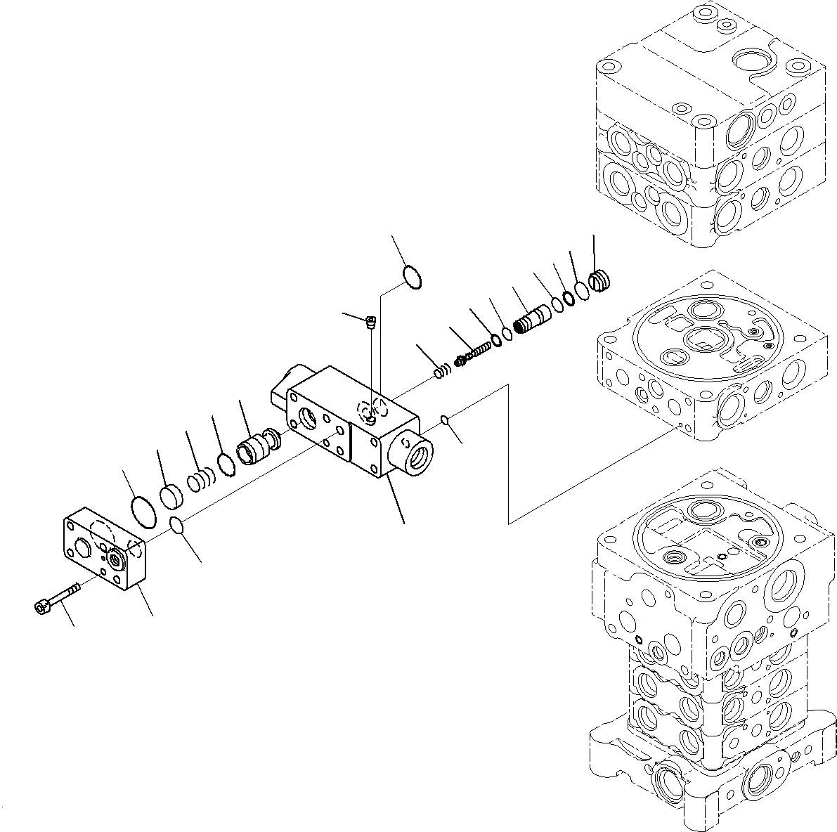 Схема запчастей Komatsu PC195LC-8 - УПРАВЛЯЮЩ. КЛАПАН ( СЕКЦ.)(ВНУТР. ЧАСТИ)(/) H