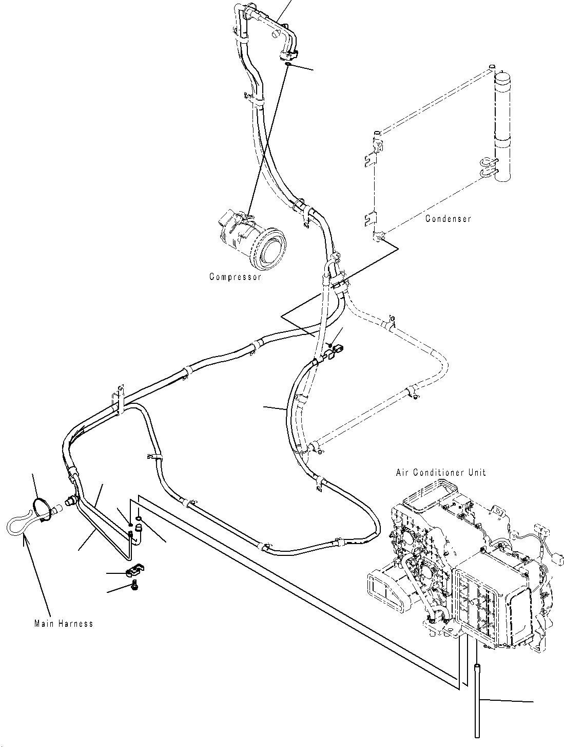 Схема запчастей Komatsu PC195LC-8 - КАБИНА (ПОЛ, ТРУБКИ КОНДИЦИОНЕРА) K
