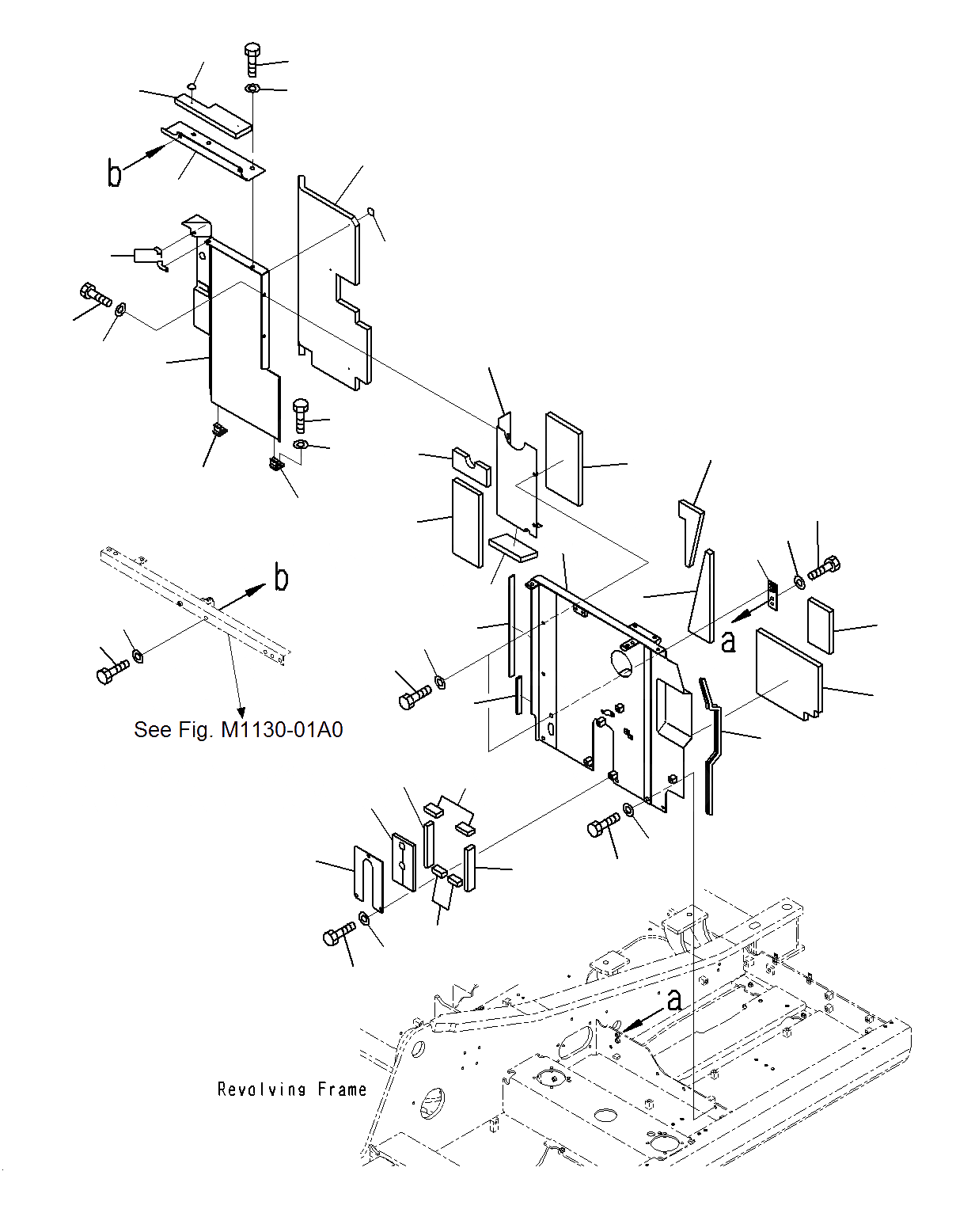 Схема запчастей Komatsu PC195LC-8 - ПЕРЕГОРОДКА. КРЫШКА(/) M