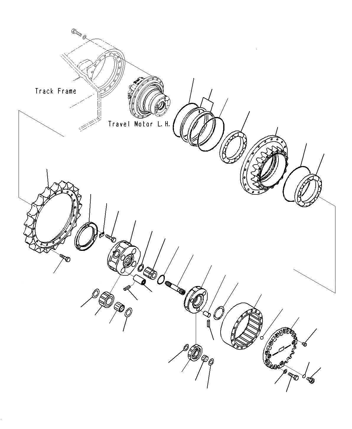 Схема запчастей Komatsu PC195LC-8 - МОТОР ХОДА И КОНЕЧНАЯ ПЕРЕДАЧА (КОНЕЧНАЯ ПЕРЕДАЧА, L.H)(J8-UP) 6779 272