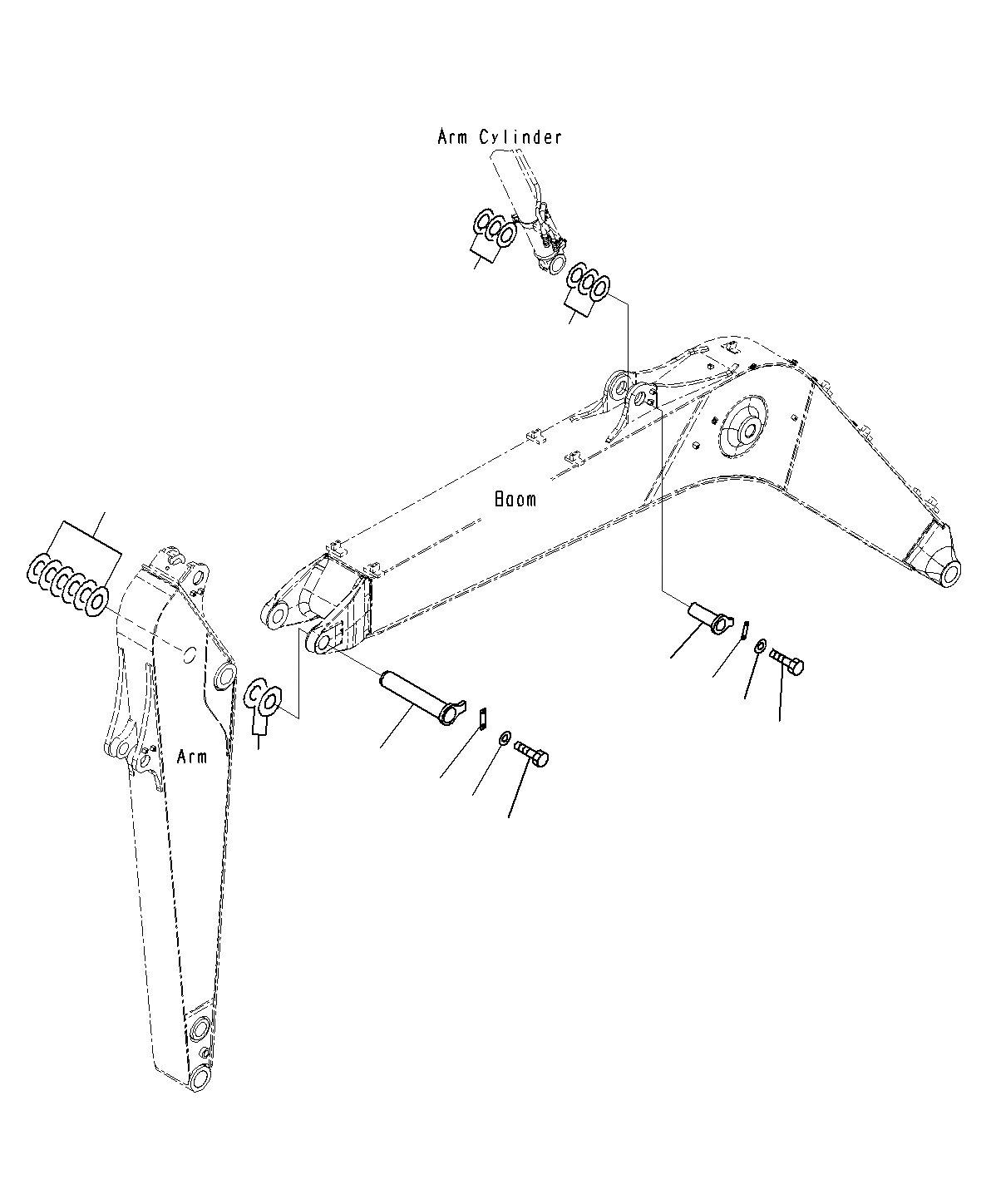 Схема запчастей Komatsu PC195LC-8 - СТРЕЛА (ВЕРХН. ПАЛЕЦ И НИЖН. ПАЛЕЦ)(100 ЧАСОВ)(J97-UP) T
