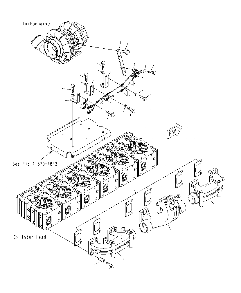 Схема запчастей Komatsu PC1250SP-8R - ВЫПУСКНОЙ КОЛЛЕКТОР (9-7) A