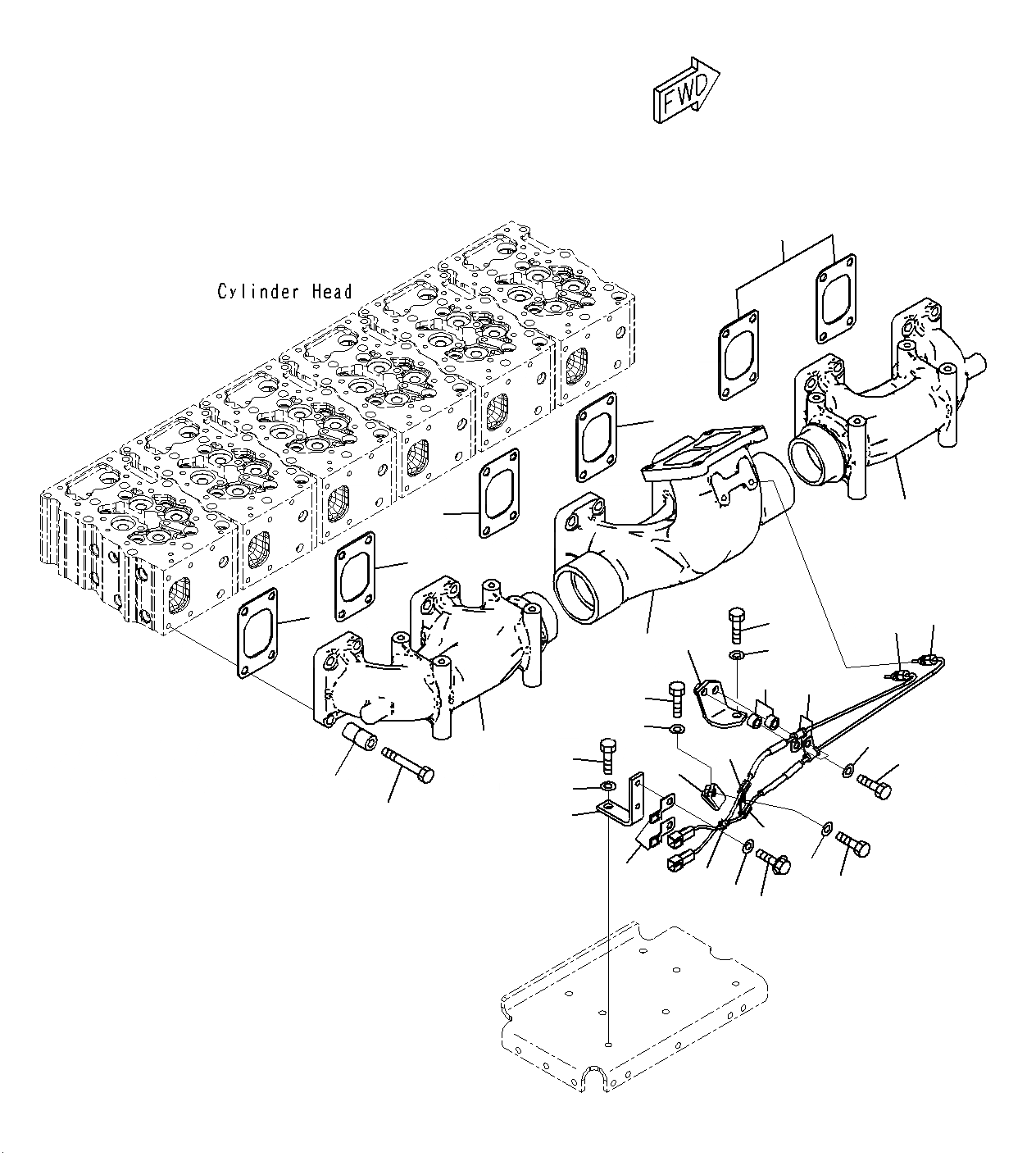 Схема запчастей Komatsu PC1250SP-8R - ВЫПУСКНОЙ КОЛЛЕКТОР (8-UP) A