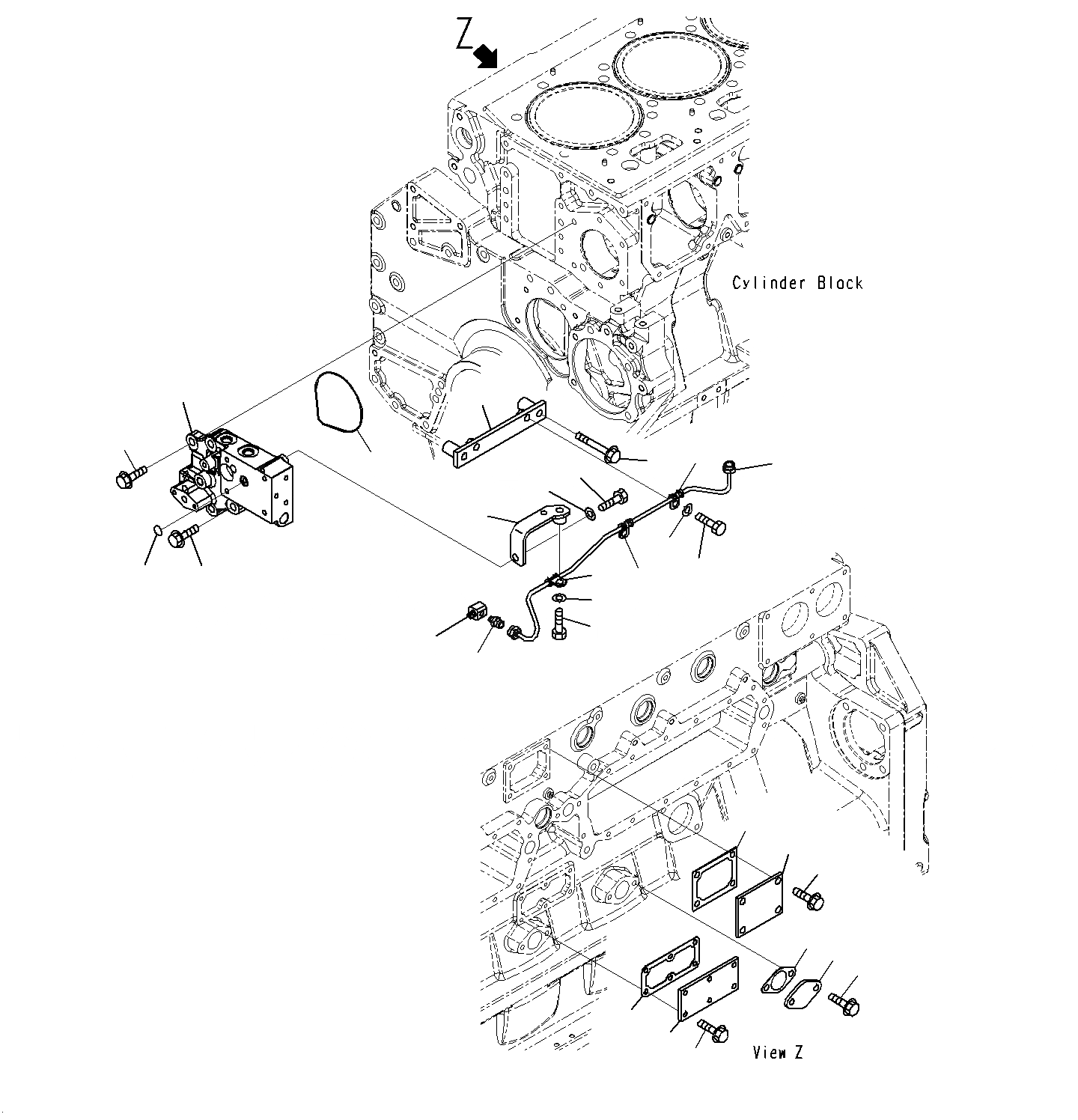 Схема запчастей Komatsu PC1250SP-8R - ЭЛЕМЕНТЫ БЛОКА ЦИЛИНДРОВ (/)(СМАЗ. ФИТТИНГ ТРУБКА) A
