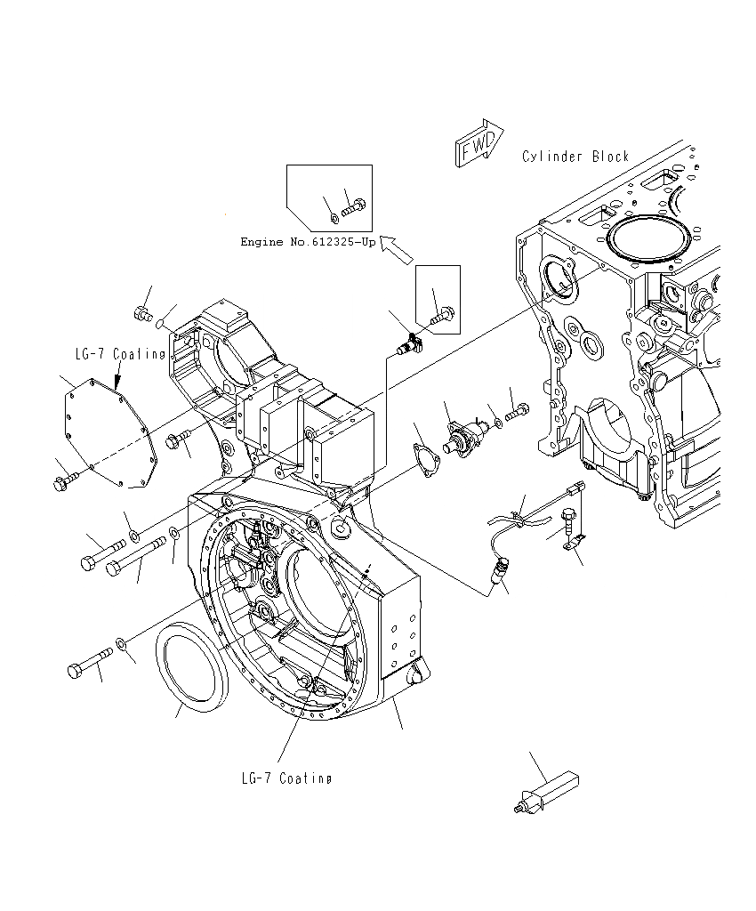 Схема запчастей Komatsu PC1250SP-8R - КАРТЕР МАХОВИКА (9-) A