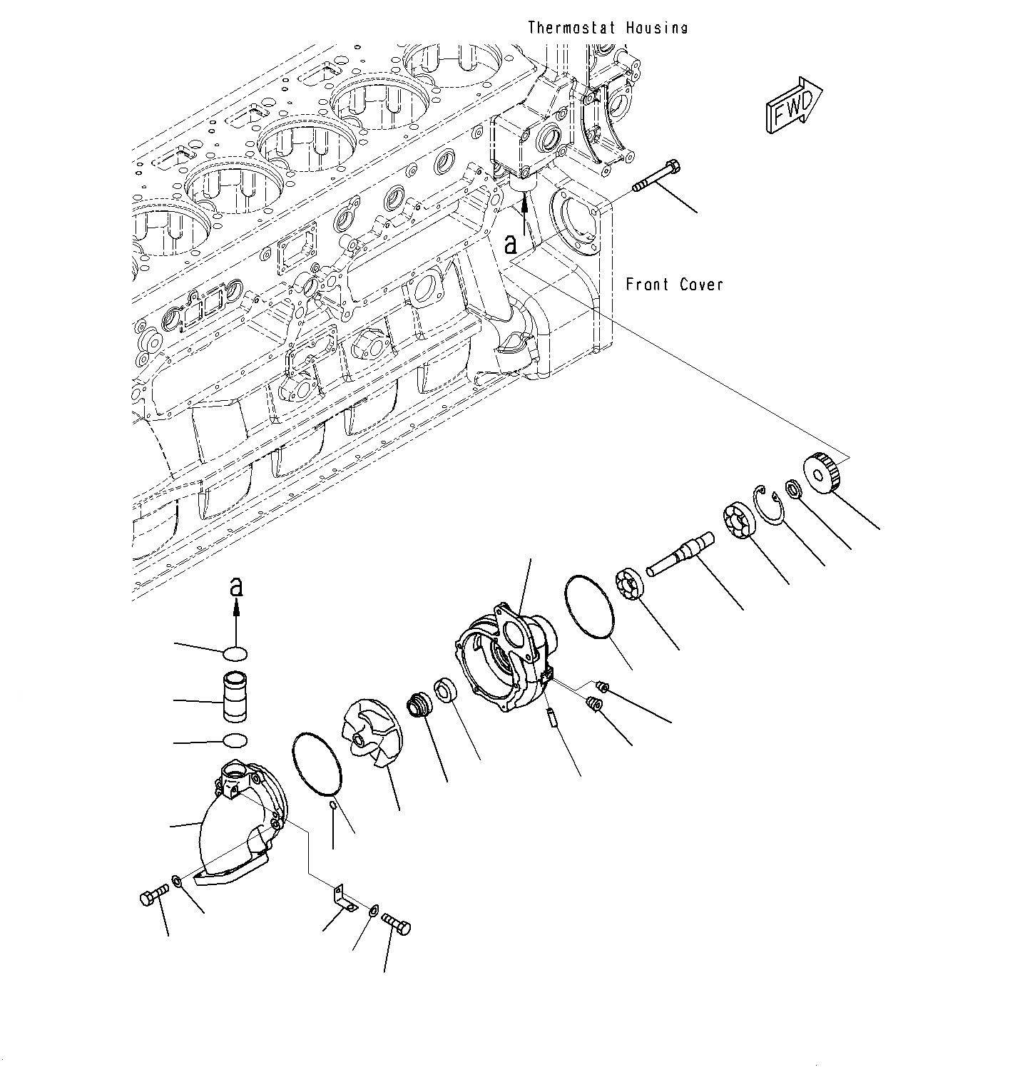 Схема запчастей Komatsu PC1250SP-8R - ВОДЯНАЯ ПОМПА (9-) A