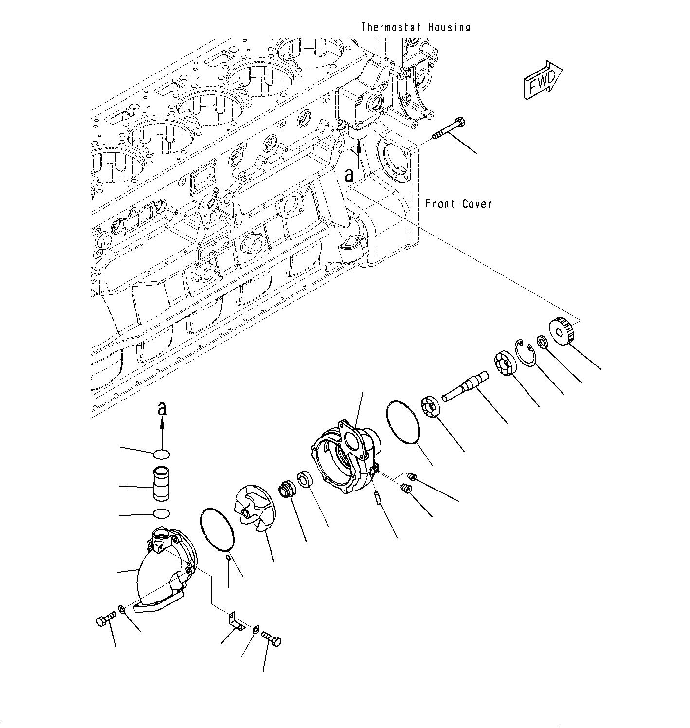 Схема запчастей Komatsu PC1250SP-8R - ВОДЯНАЯ ПОМПА (-UP) A
