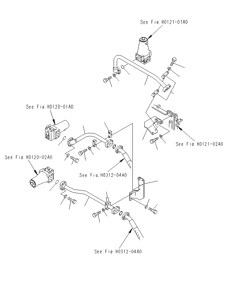Схема запчастей Komatsu PC1250SP-8R - ЛИНИЯ ПОДАЧИ (NO., NO. И NO. КЛАПАН) H