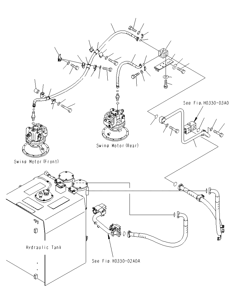 Схема запчастей Komatsu PC1250SP-8R - ВОЗВРАТНАЯ ЛИНИЯ(ПОВОРОТН. ВСАСЫВ.)(/) H