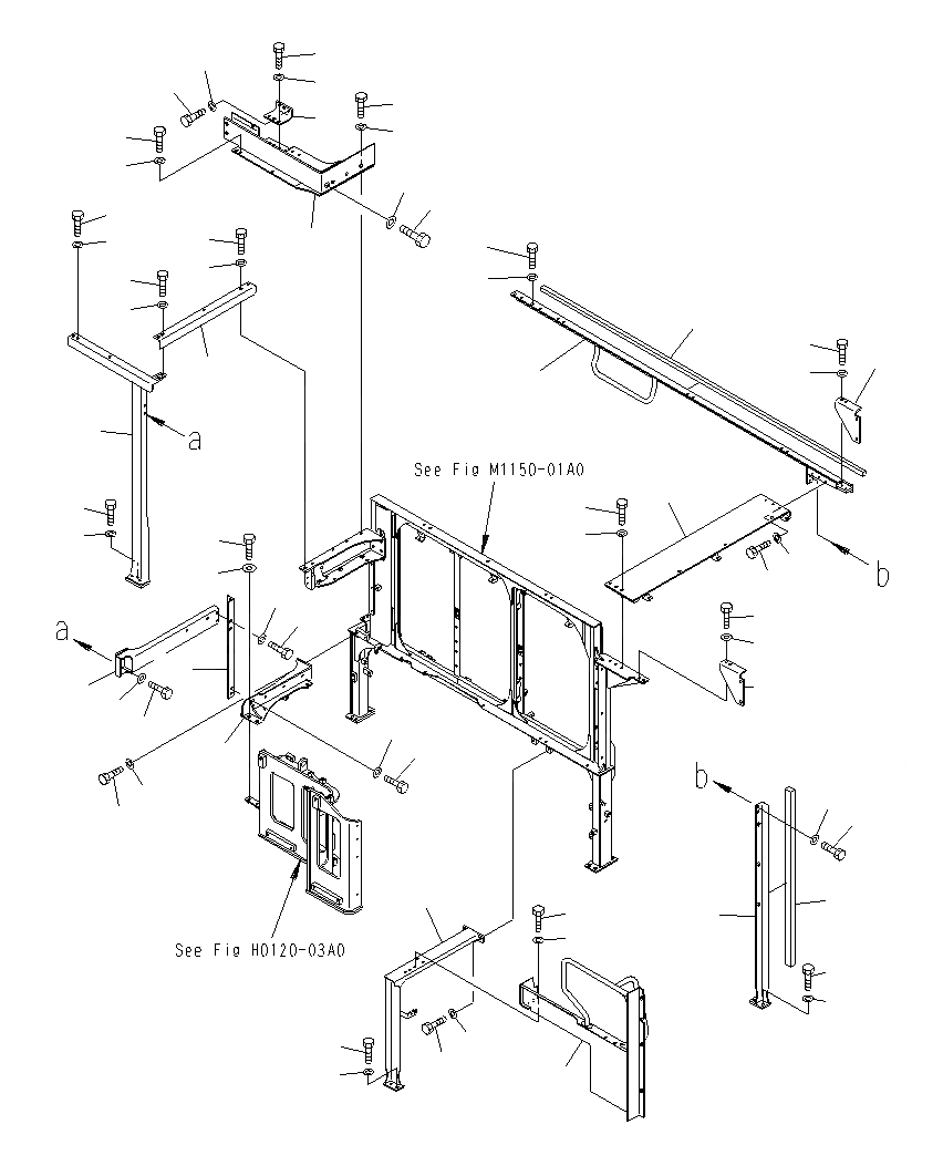 Схема запчастей Komatsu PC1250SP-8R - РАМА M