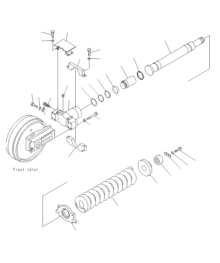 Схема запчастей Komatsu PC1250SP-8R - ГУСЕНИЧНАЯ РАМА (ОПОРНЫЙ ЭЛЕМЕНТ ЛЕНИВЦА)(ПРАВ.) R