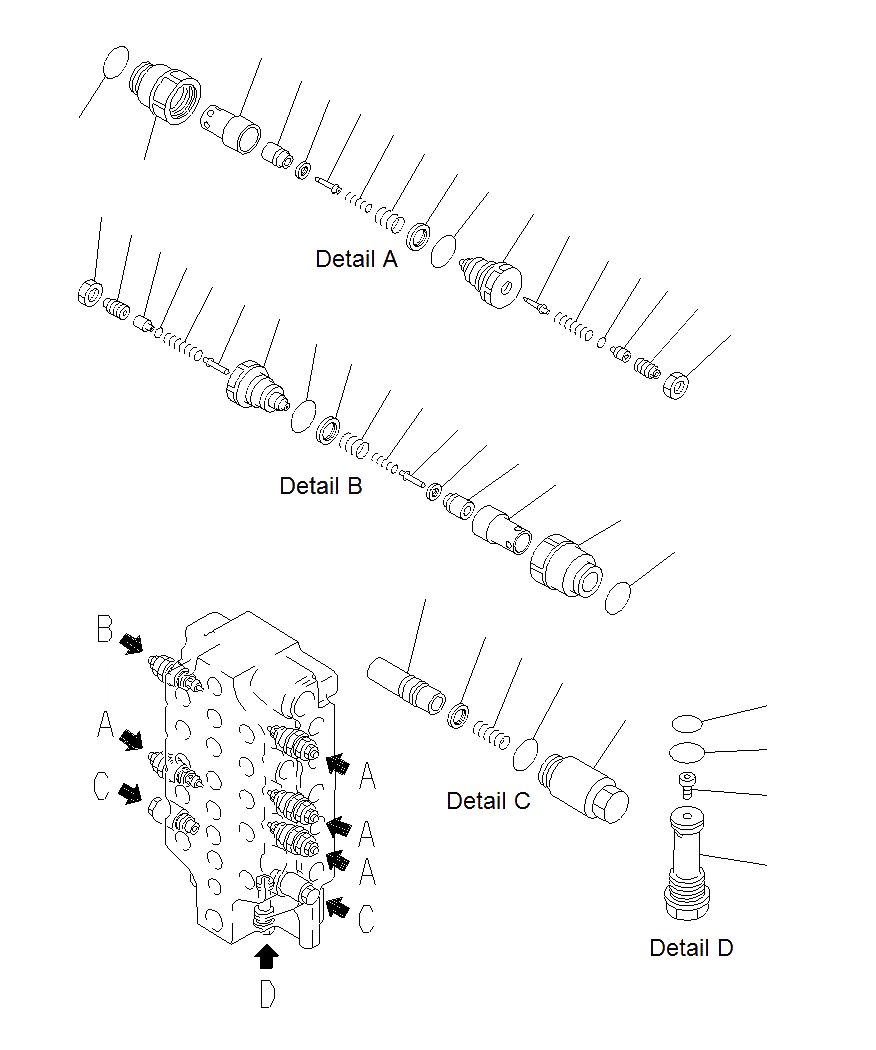 Схема запчастей Komatsu PC1250SP-8R - ОСНОВН. КЛАПАН (/)(5-СЕКЦИОНН.)(NO.) Y