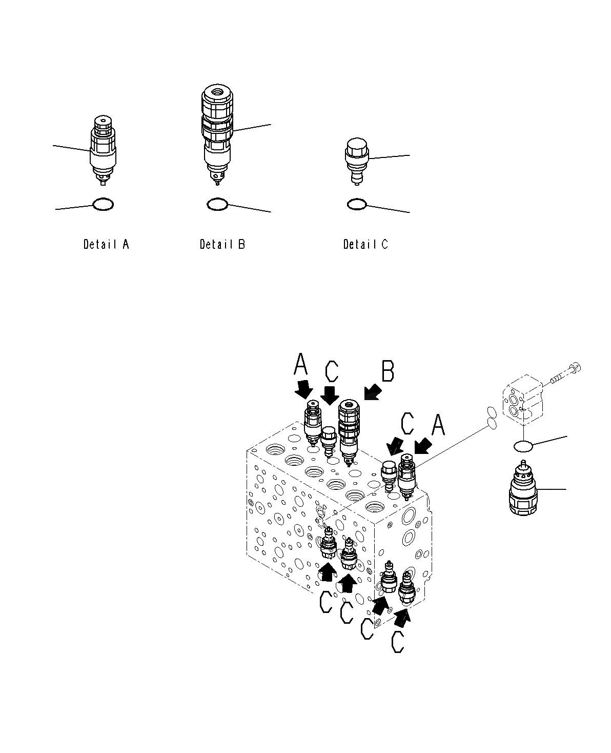 Схема запчастей Komatsu PC300-8M0 - УПРАВЛЯЮЩ. КЛАПАН (7-СЕКЦИОНН.)(/) H