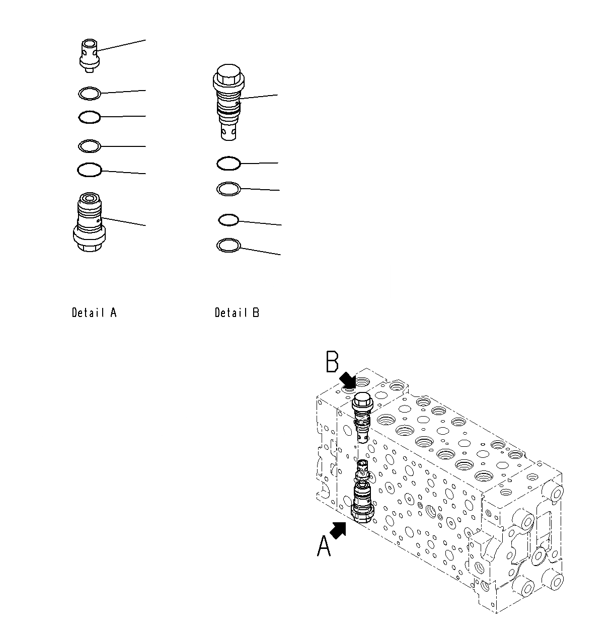 Схема запчастей Komatsu PC300-8M0 - УПРАВЛЯЮЩ. КЛАПАН (7-СЕКЦИОНН.)(/) H