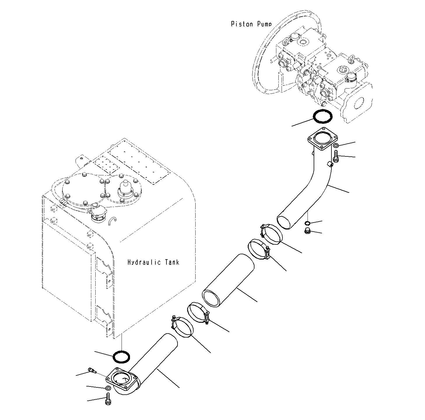Схема запчастей Komatsu PC300-8M0 - ВСАСЫВ. ТРУБЫ H
