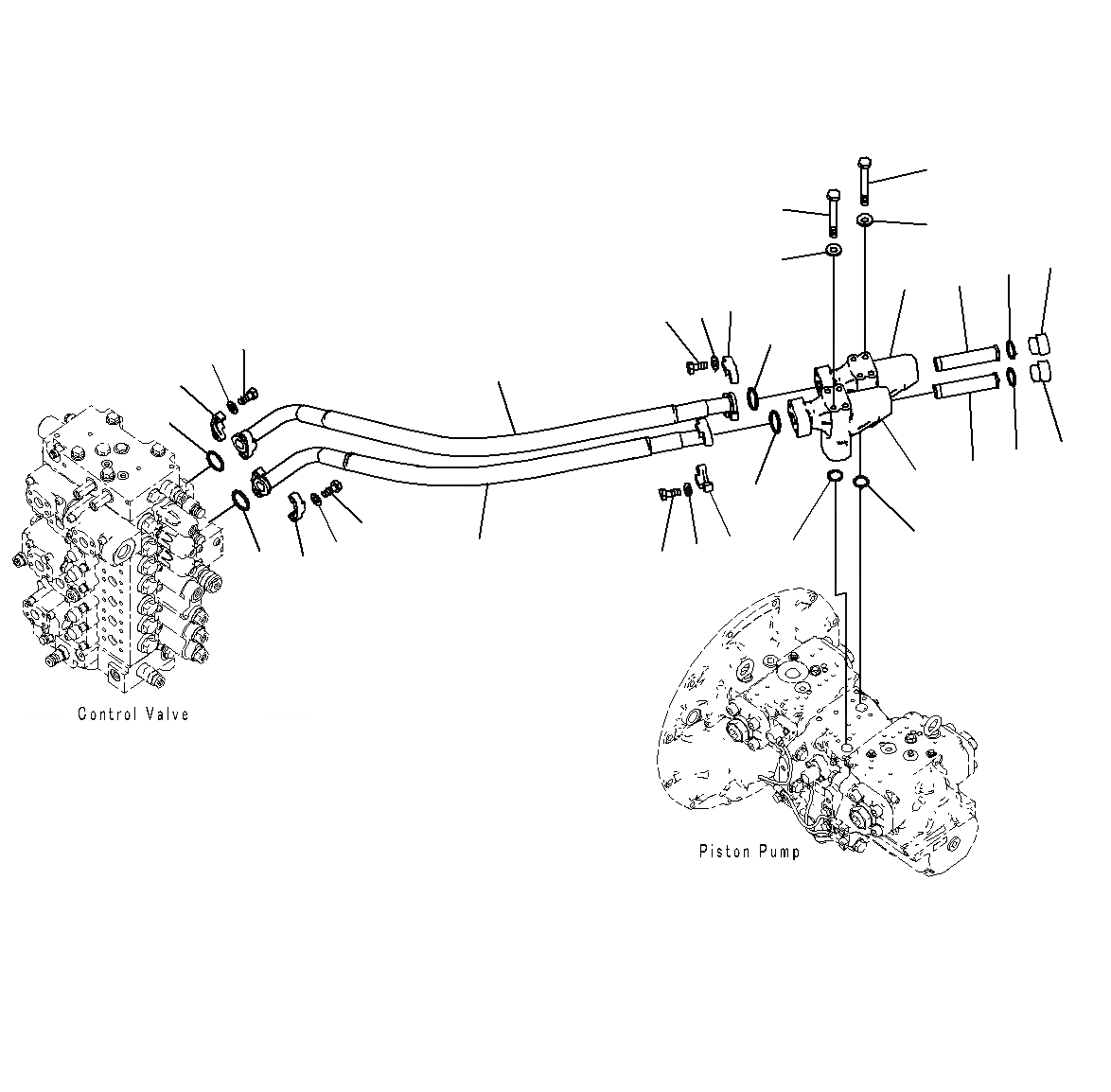 Схема запчастей Komatsu PC300-8M0 - ПОДАЮЩ. ТРУБЫ, C ПРОХОДНЫМ ФИЛЬТРОМ H